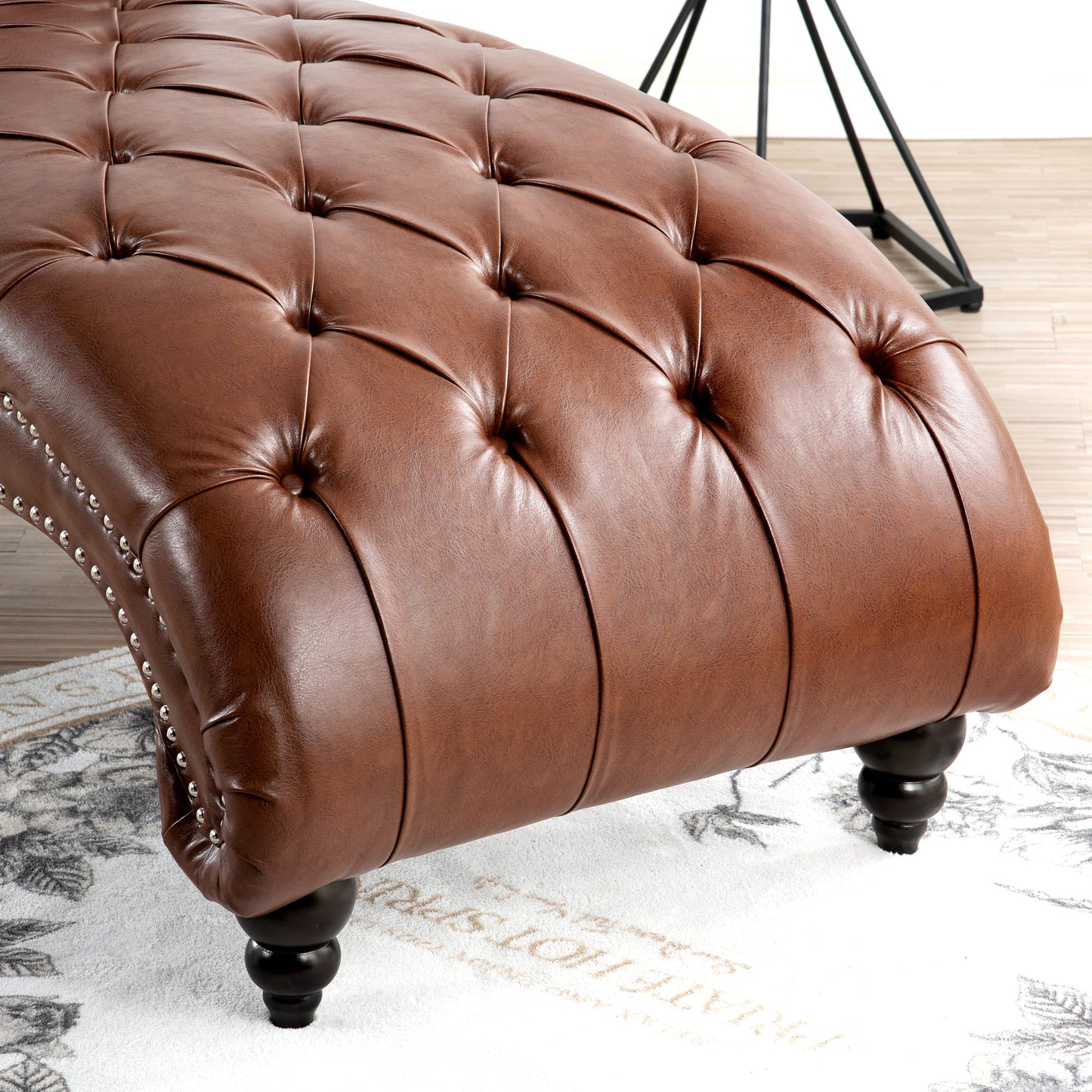 Brown Tufted Armless Chaise Lounge
