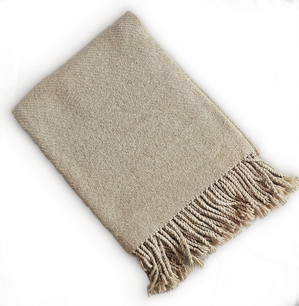 Handloomed Undyed Baby Alpaca & Peruvian Pima Cotton Throw Blanket