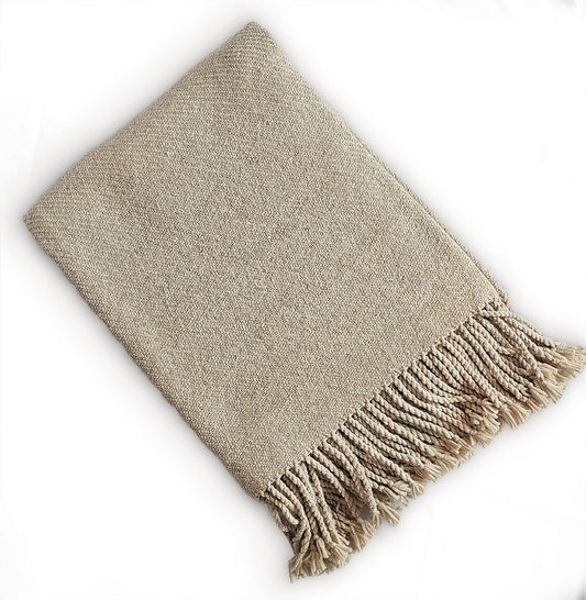 Handloomed Undyed Baby Alpaca & Peruvian Pima Cotton Throw Blanket