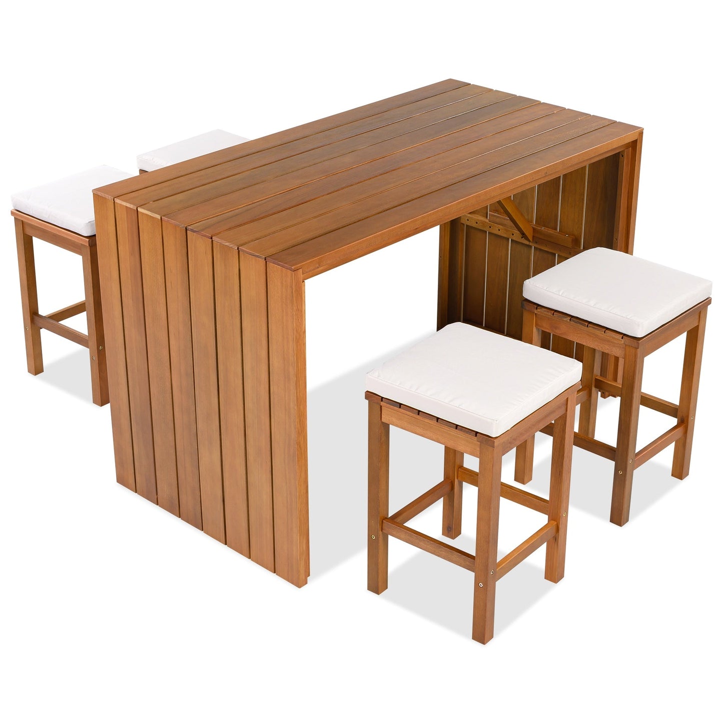 5 Piece Outdoor Bar Set and Wood Bar