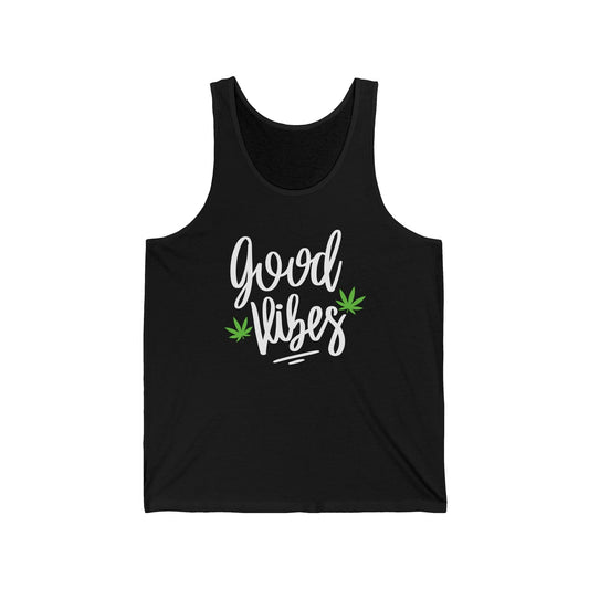 "Good Vibes" Marijuana Leaf Jersey Tank Top