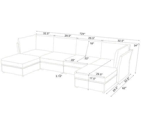 Olive Modular Faux Leather Sectional Sofa