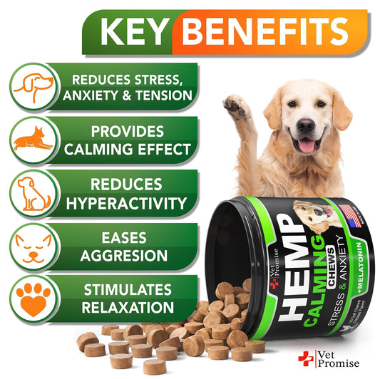Hemp Calming Chews for Dogs Anxiety & Stress Relief- 120 Count