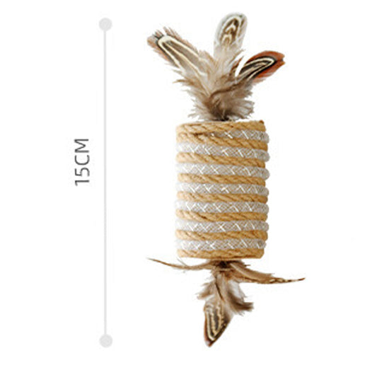 Toy With Cat Feathers Hemp Rope For Scratching