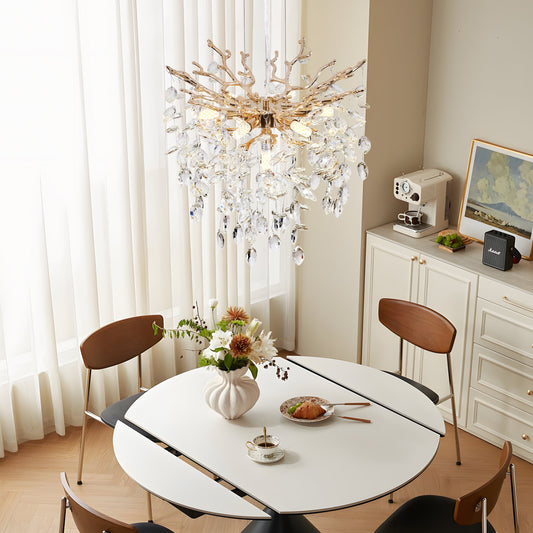 Chandelier Tree Branch Crystal Gold 7-Light
