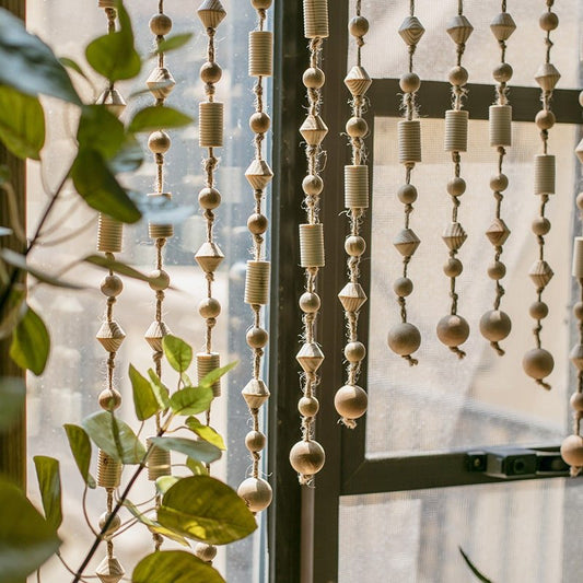 Wood & Hemp Beaded Door Curtain