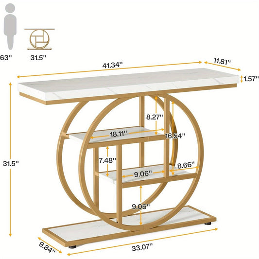 Luxury Gold Console Table with Marble Top