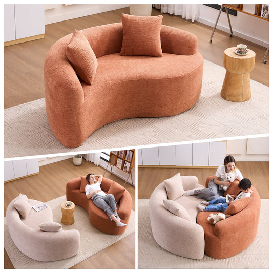 S-Curve Chenille Coral Loveseat