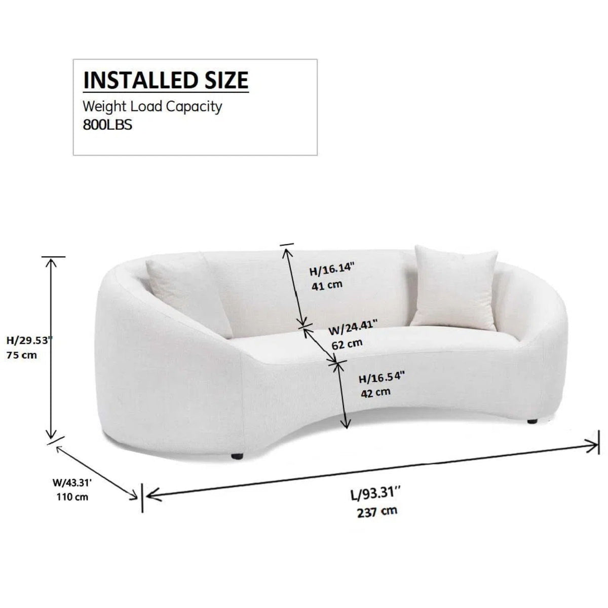 Curved 3 Seater Sofa For Living Room - White - Marijuana Mama