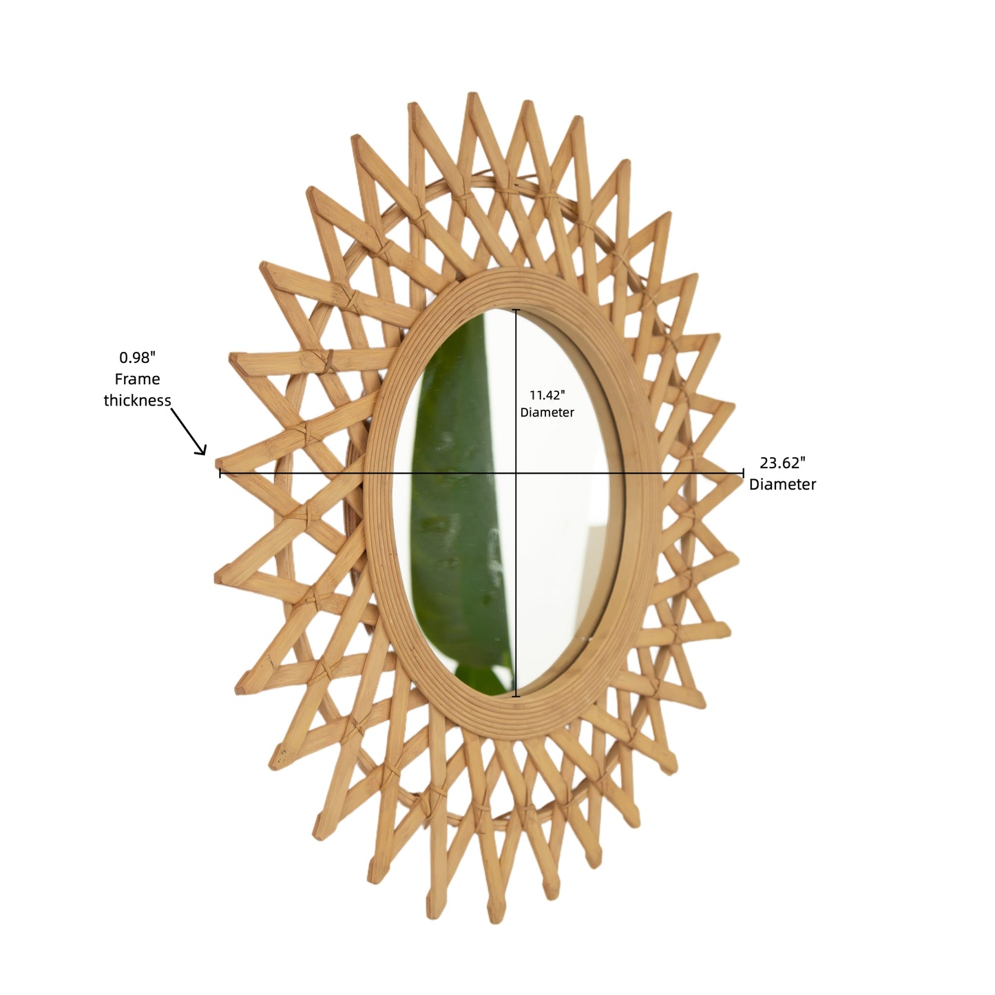 Round Hemp Rope Diamond Pattern Wall Mirror