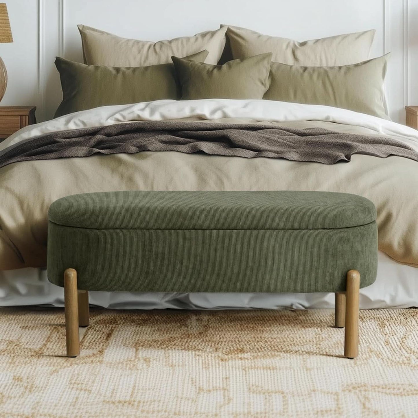 Green Oversized Storage Solution Bench Ottoman