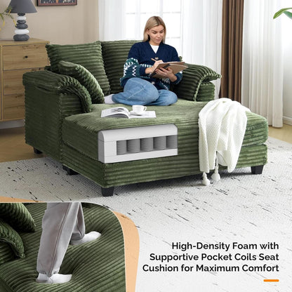 Oversized Corduroy Lounge Chair With Armrests