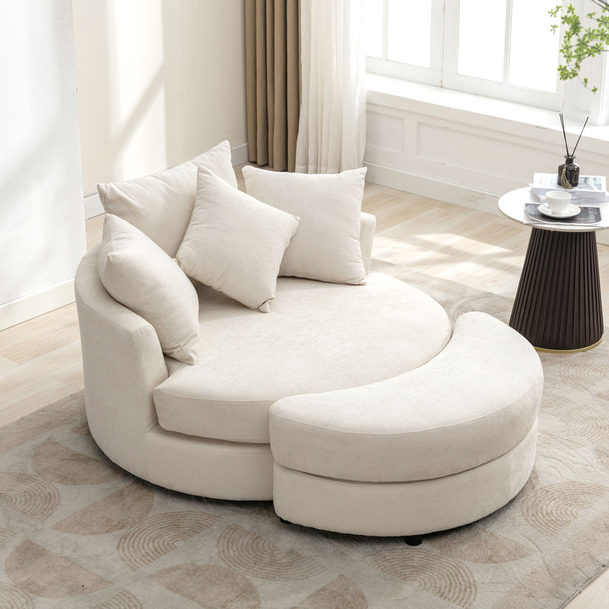 360° Swivel Accent Barrel Chair With Storage Ottoman & 4 Pillows - Marijuana Mama