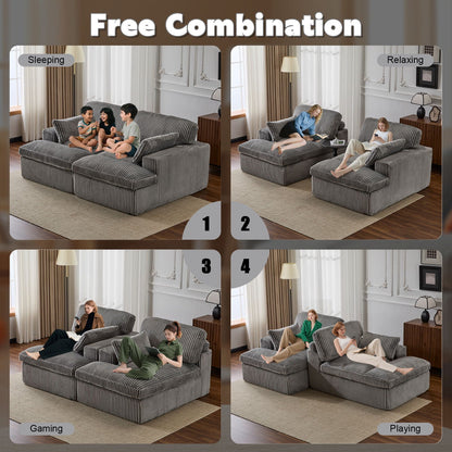 Double Chaise Lounge Chair, Oversized Upholstered Sleeper Cloud Couch - Marijuana Mama