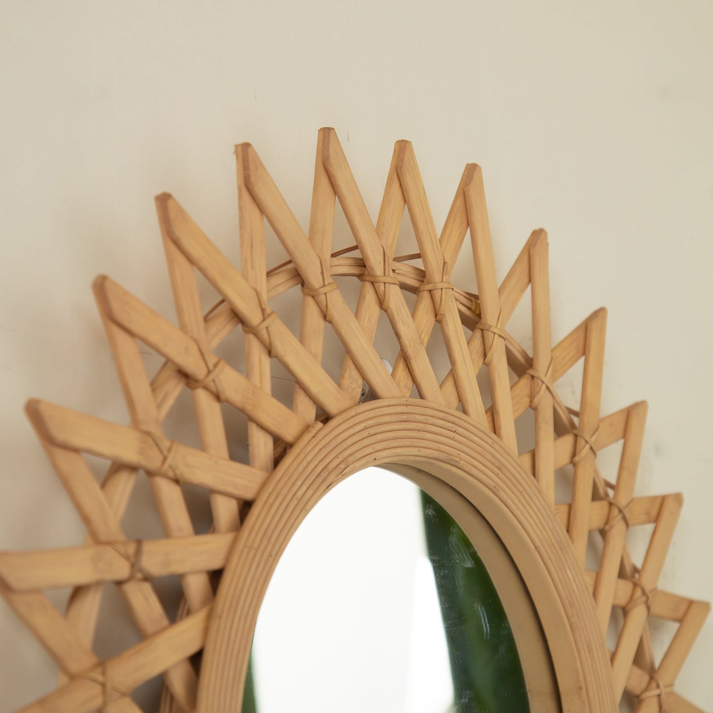 Round Hemp Rope Diamond Pattern Wall Mirror