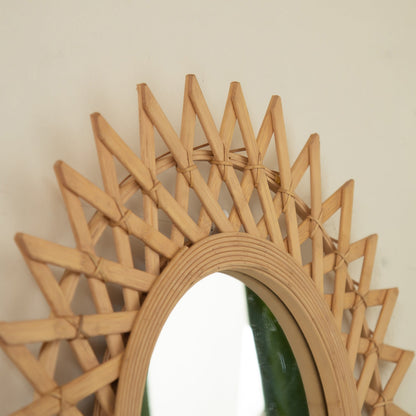 Round Hemp Rope Diamond Pattern Wall Mirror