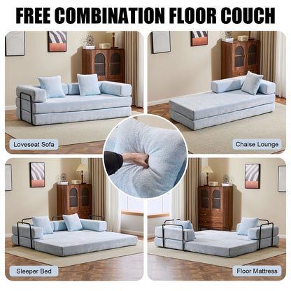 Convertible Floor Sofa Bed With Pillow Back Support Armrest - Marijuana Mama