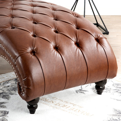 Brown Tufted Armless Chaise Lounge