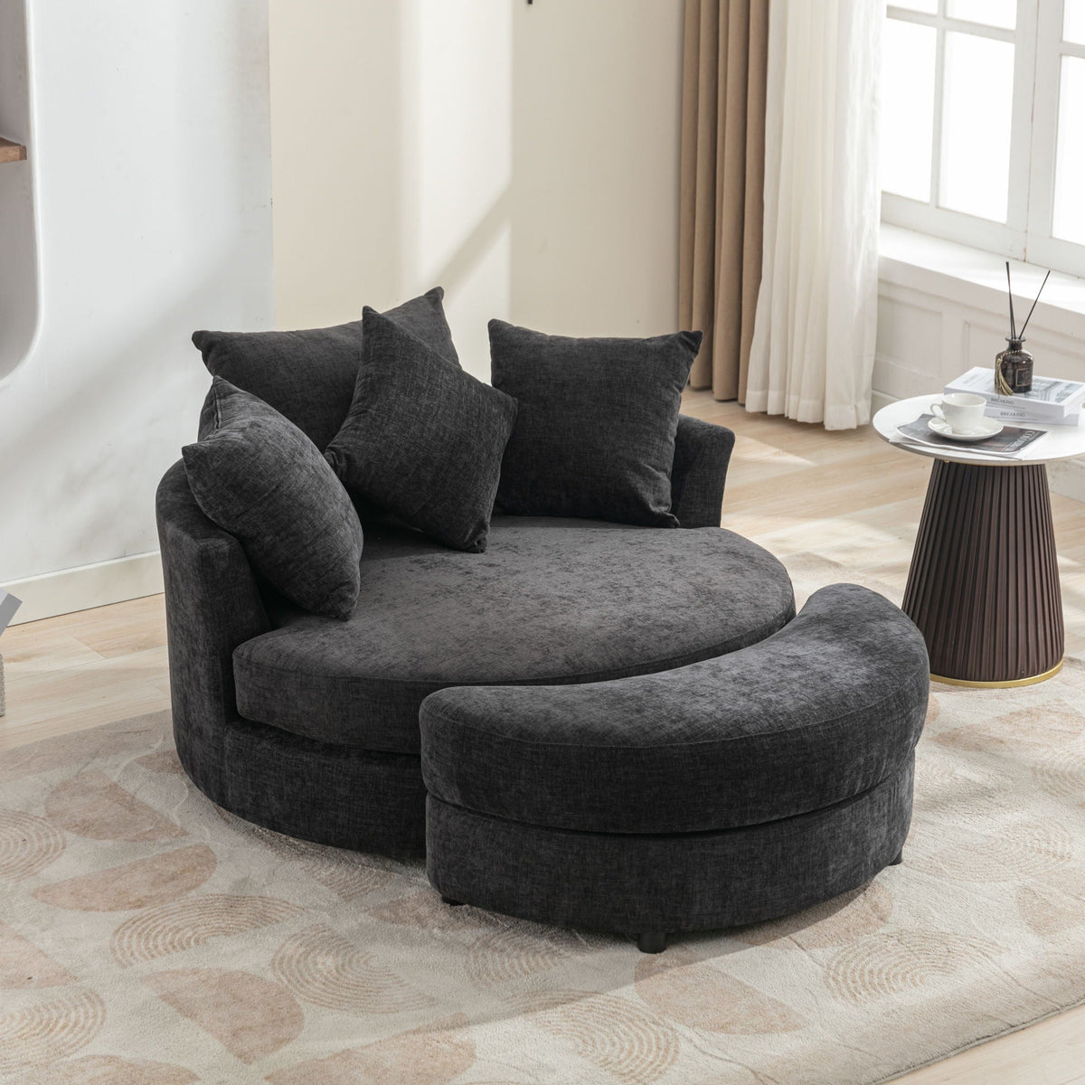 360° Swivel Accent Barrel Chair With Storage Ottoman & 4 Pillows - Marijuana Mama