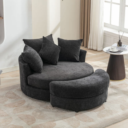 360° Swivel Accent Barrel Chair With Storage Ottoman & 4 Pillows - Marijuana Mama