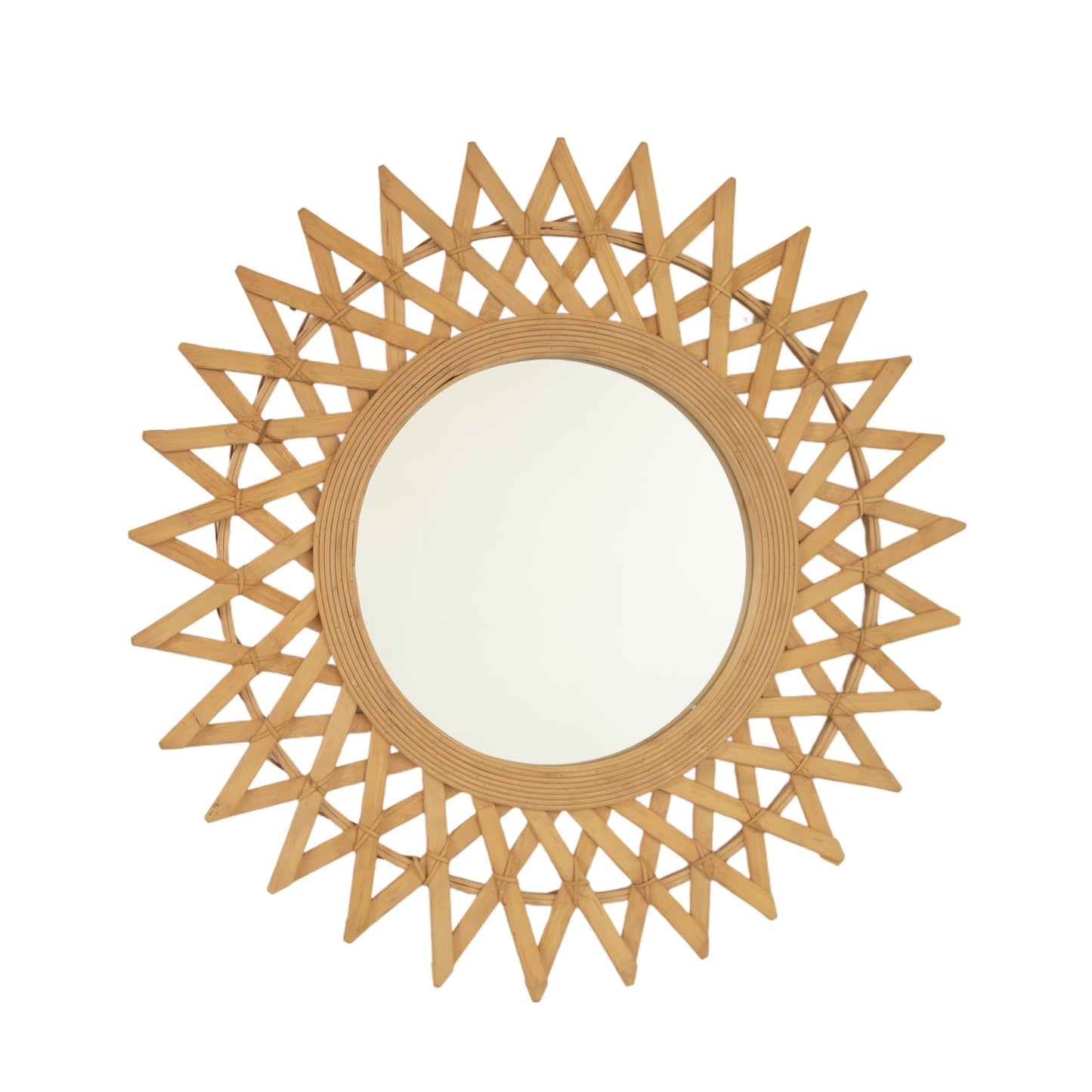 Round Hemp Rope Diamond Pattern Wall Mirror