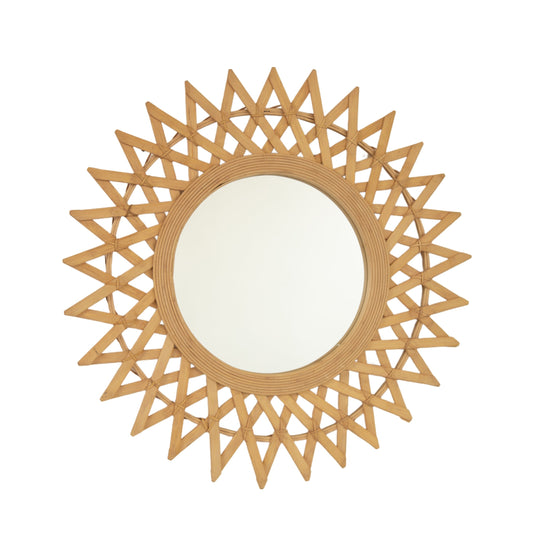 Round Hemp Rope Diamond Pattern Wall Mirror