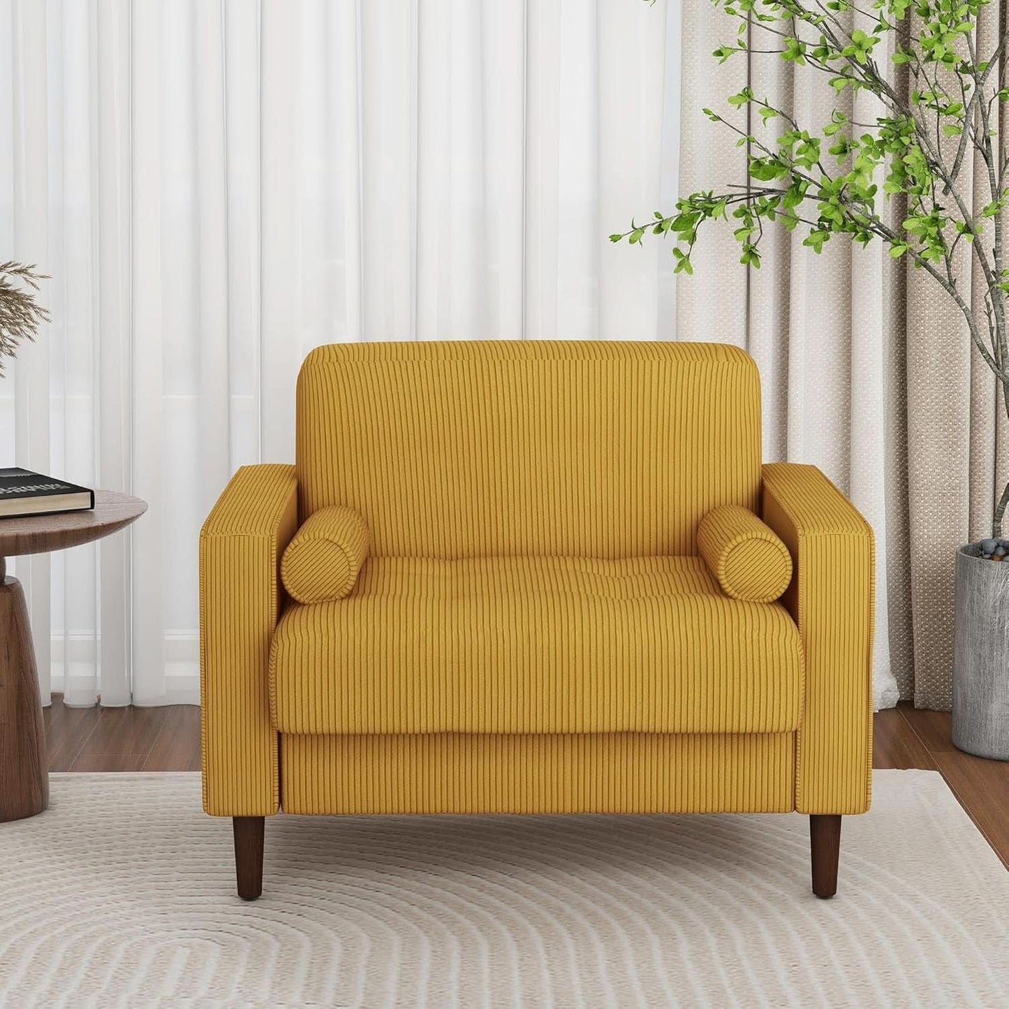 Mid Century Modern Oversized Corduroy Accent Chair