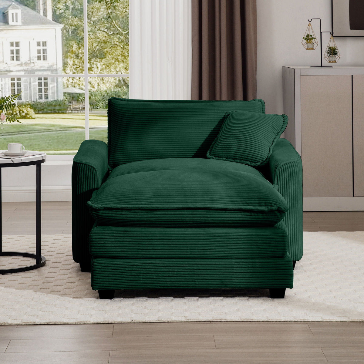 Classic Modern Comfortable Single Chair Deep Seat Sofa With Footstool - Marijuana Mama