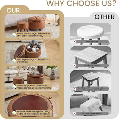 Leatherette Storage Ottoman