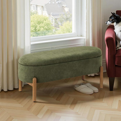 Green Oversized Storage Solution Bench Ottoman