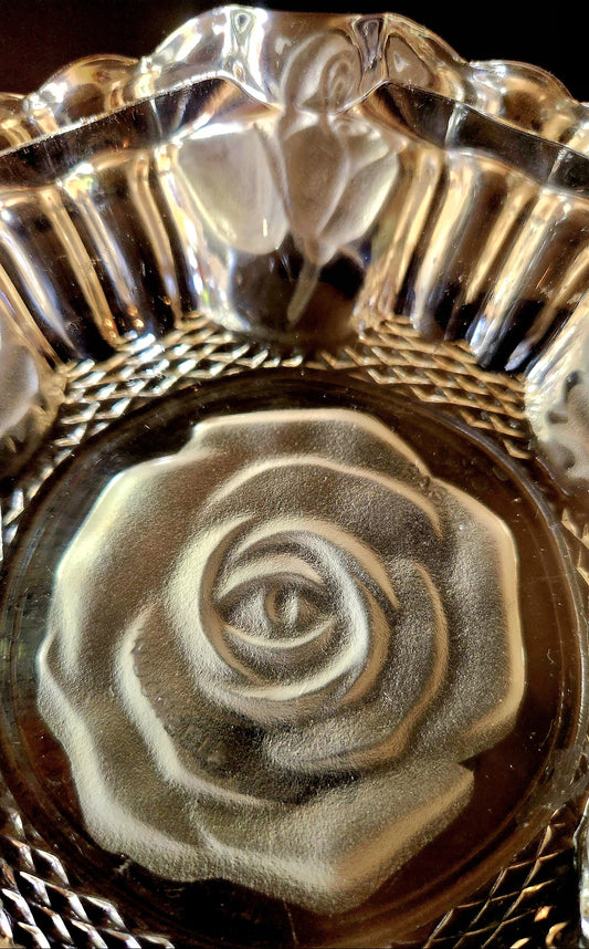 Vintage Pasari Crystal Rose Ashtray