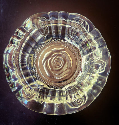 Vintage Firna Crystal Rose Ashtray