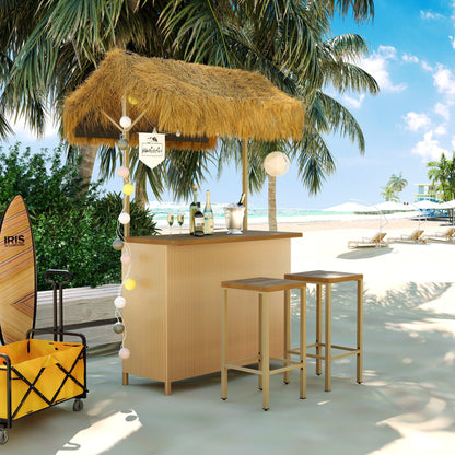 GO Hawaiian-style Bar Height Patio Set with PE Grass Canopy