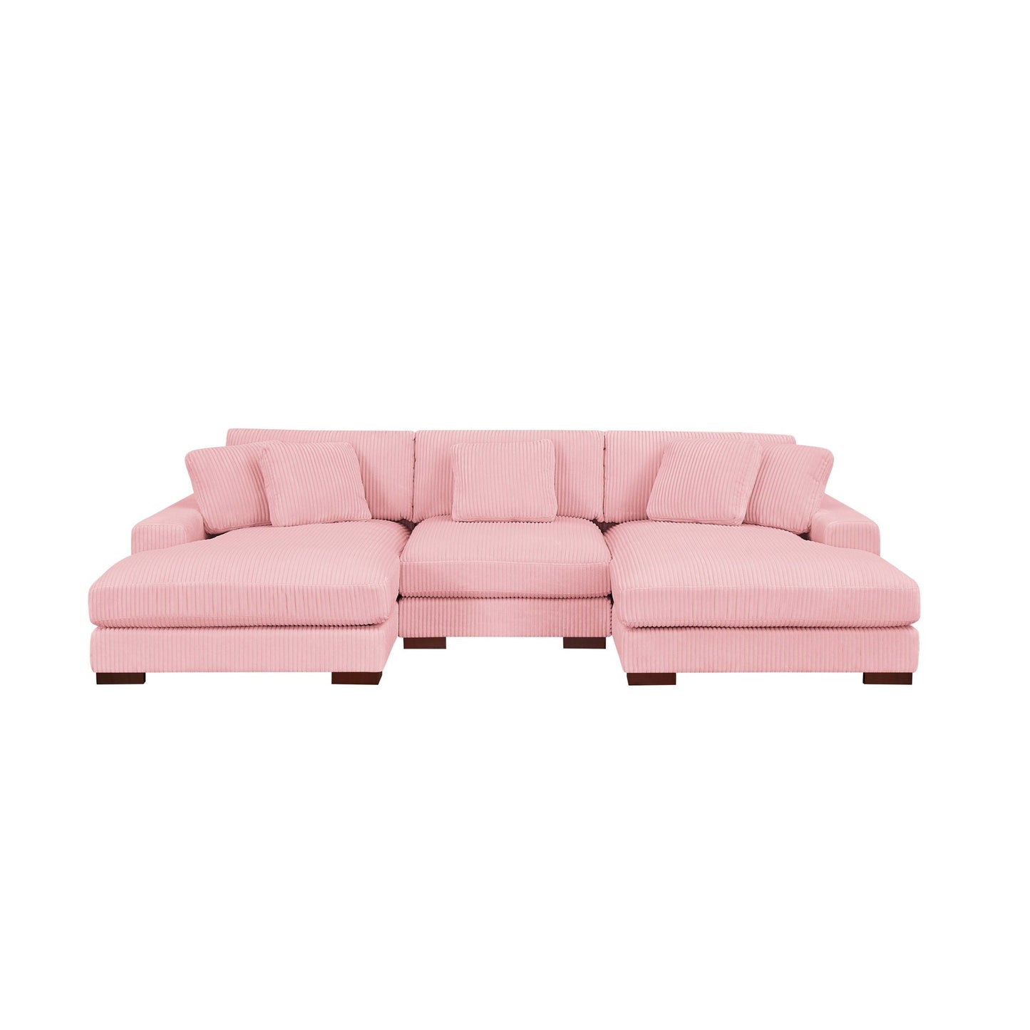 Pretty on Pink Corduroy Upholstered Double Chaise Sectional