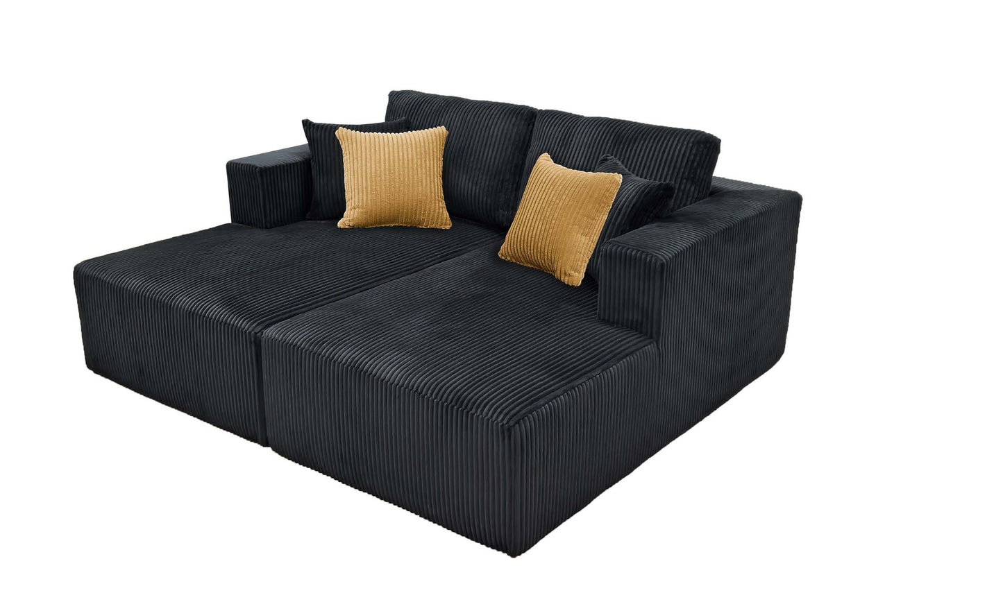 Corduroy Upholstered Double Chaises Loveseat- Deep Navy