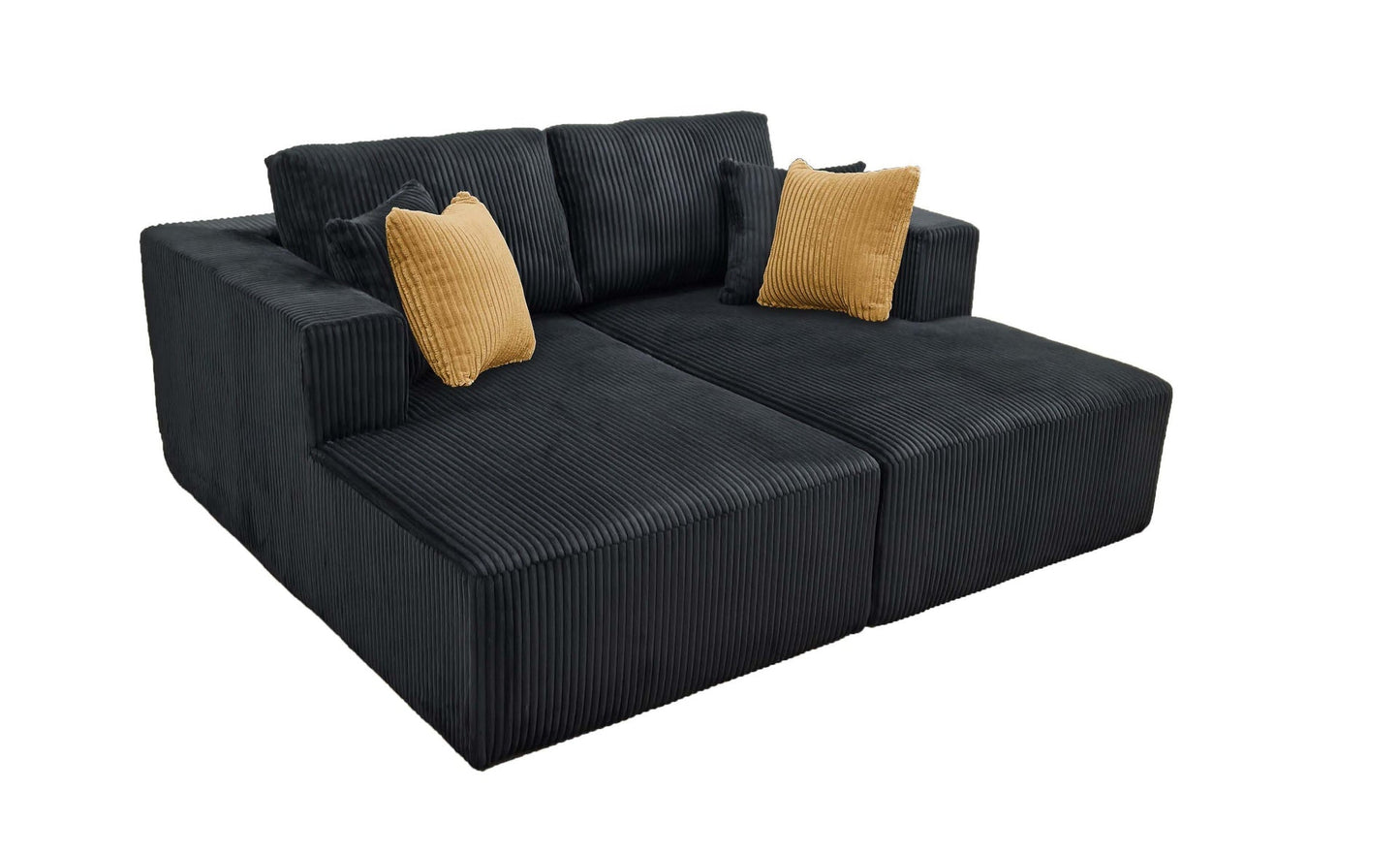 Corduroy Upholstered Double Chaises Loveseat- Deep Navy
