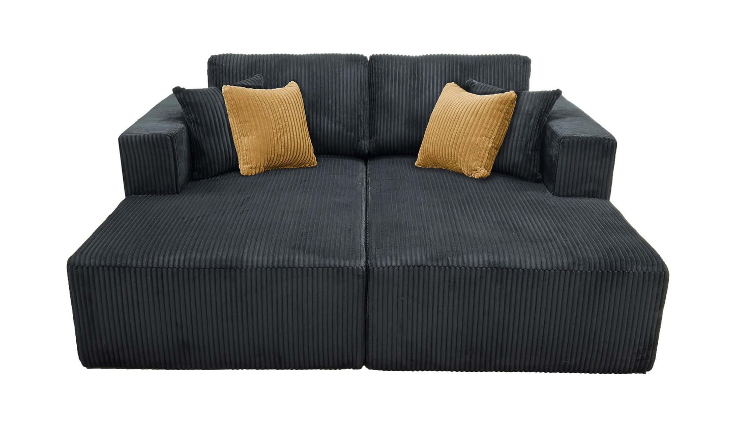Corduroy Upholstered Double Chaises Loveseat- Deep Navy