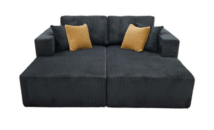 Corduroy Upholstered Double Chaises Loveseat- Deep Navy