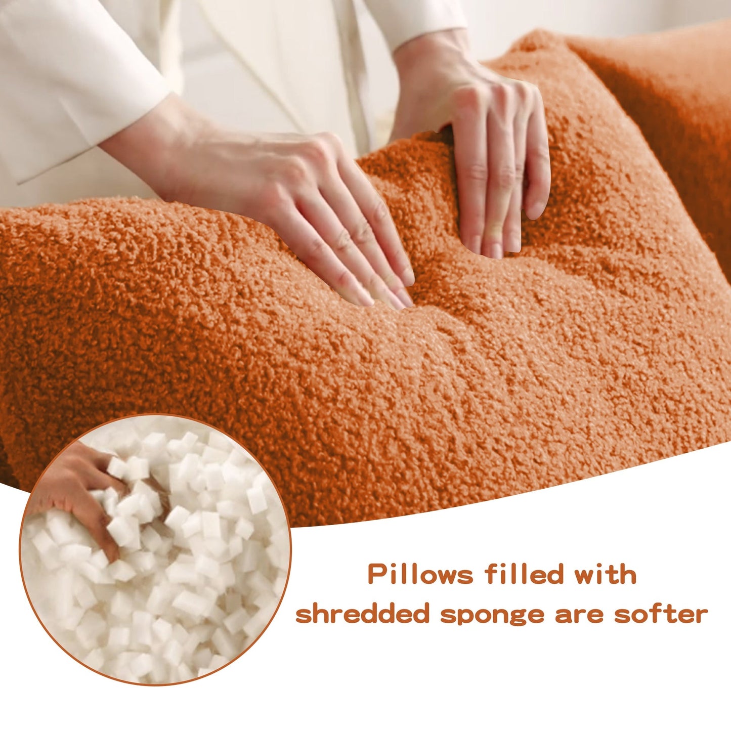 Three-Seat Boneless Sofa High-Quality Teddy Fabric