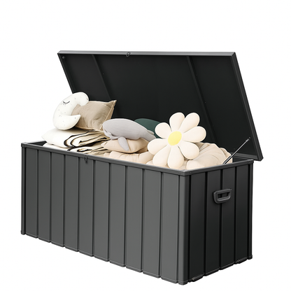 190 Gallon Metal Deck Box, Waterproof Steel Outdoor Box, Large