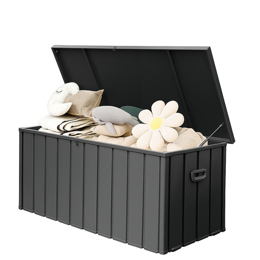 190 Gallon Metal Deck Box, Waterproof Steel Outdoor Box, Large