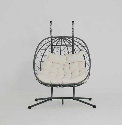 2 Persons Egg Chair with Stand Indoor / Outdoor Swing Chair