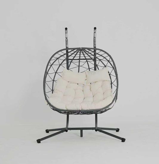 2 Persons Egg Chair with Stand Indoor / Outdoor Swing Chair