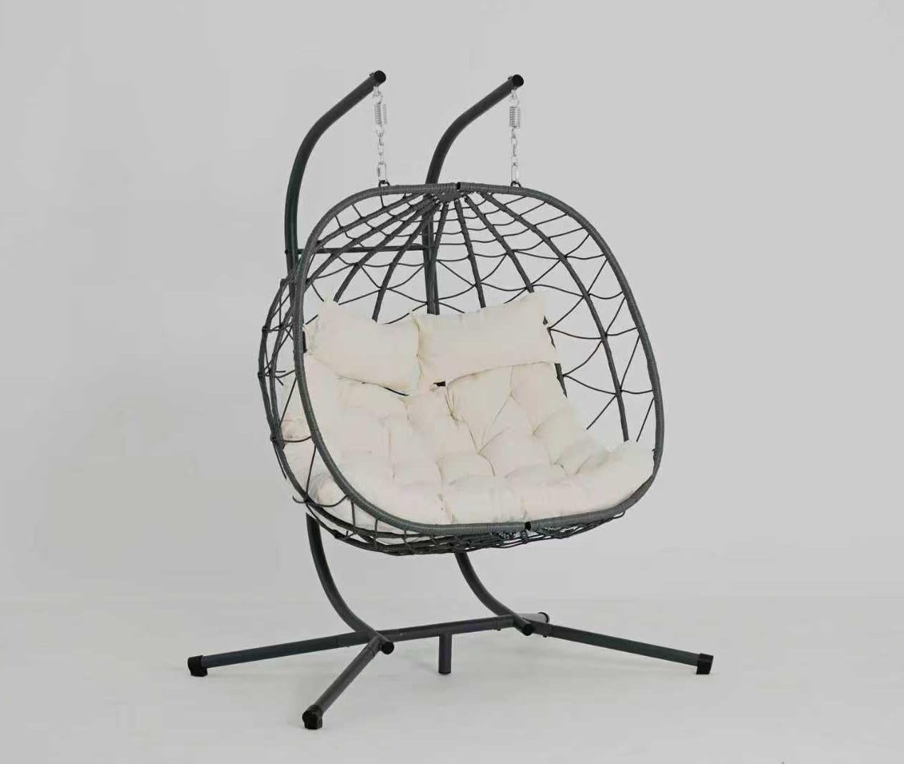 2 Persons Egg Chair with Stand Indoor / Outdoor Swing Chair
