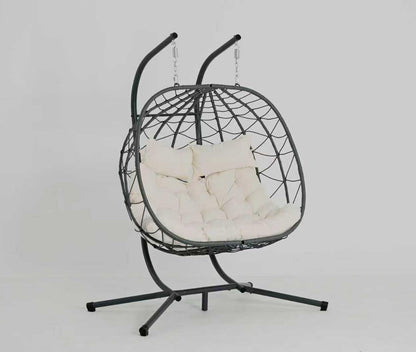 2 Persons Egg Chair with Stand Indoor / Outdoor Swing Chair