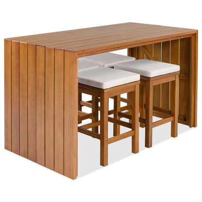 5 Piece Outdoor Bar Set and Wood Bar