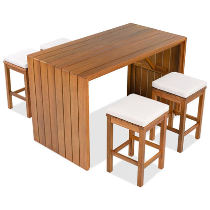 5 Piece Outdoor Bar Set and Wood Bar