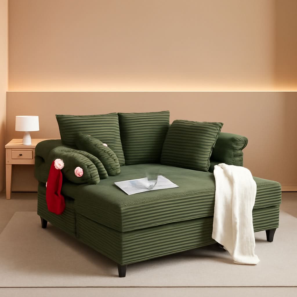 Oversized Corduroy Lounge Chair With Armrests