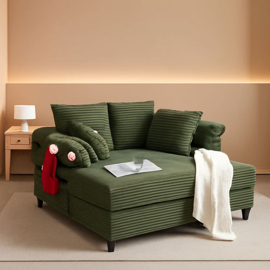 Oversized Corduroy Lounge Chair With Armrests