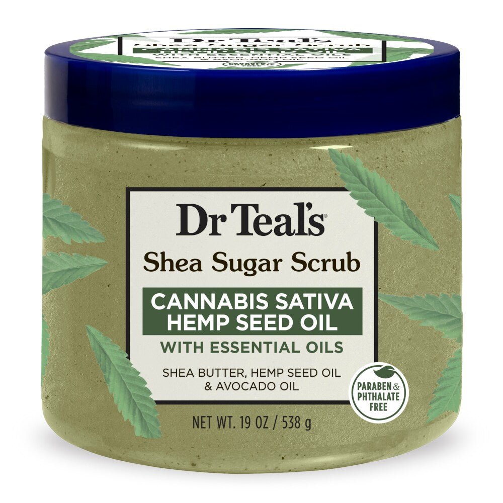 Dr Teal's Cannabis Sativa Hemp Seed Oil Shea Sugar Scrub 19 Oz